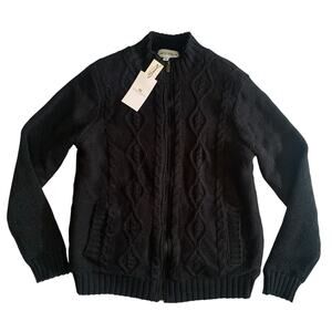 Thomas Sterling Men's Size L Full Zip Long Sleeve Black Knit Sweater Brand New